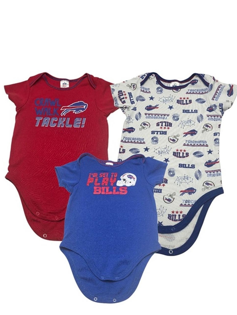 Buffalo Bills Baby Boys Girls Onesie Bodysuit Set 3-Pack Football Fan